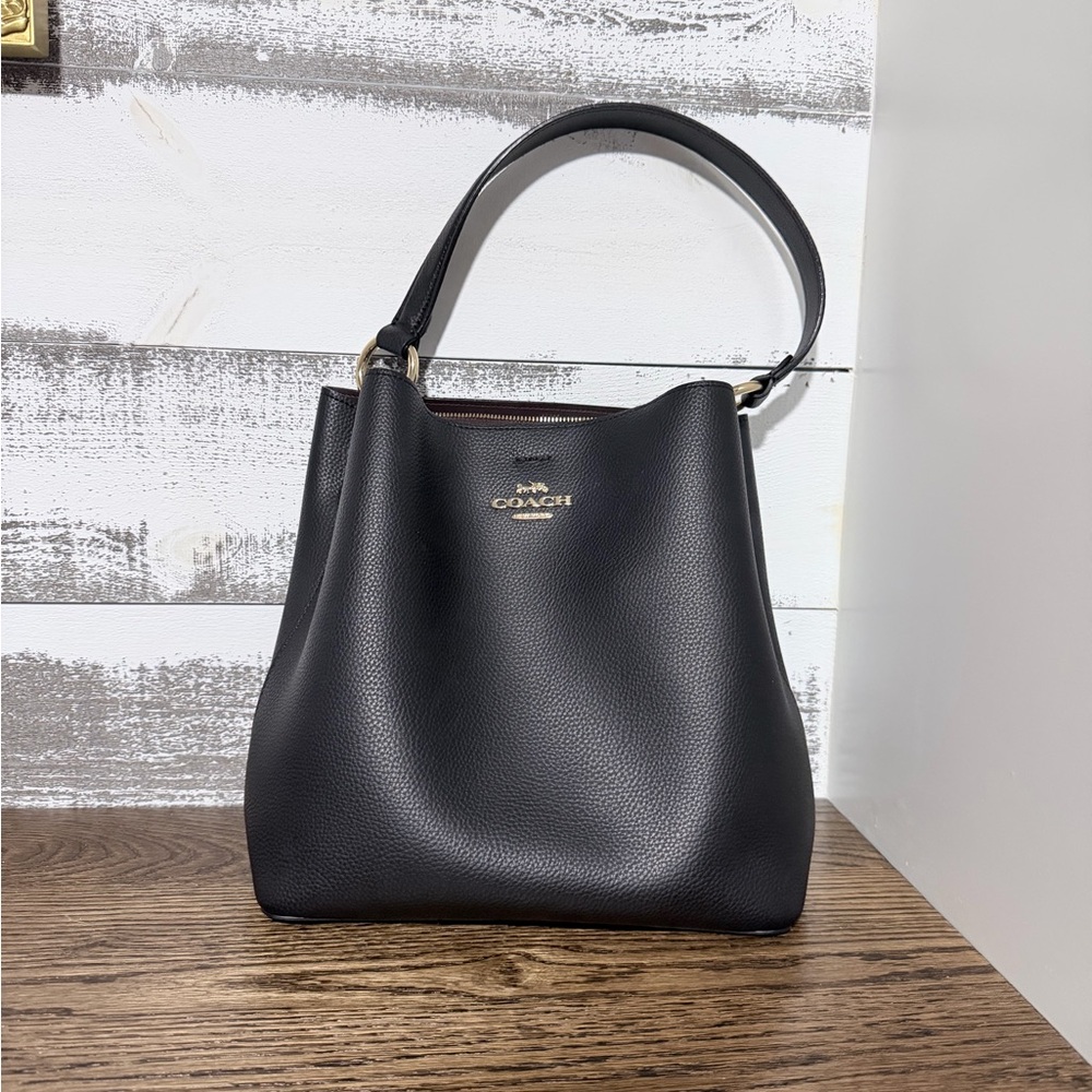 Coach Black Pebbled Leather Shoulder Bag